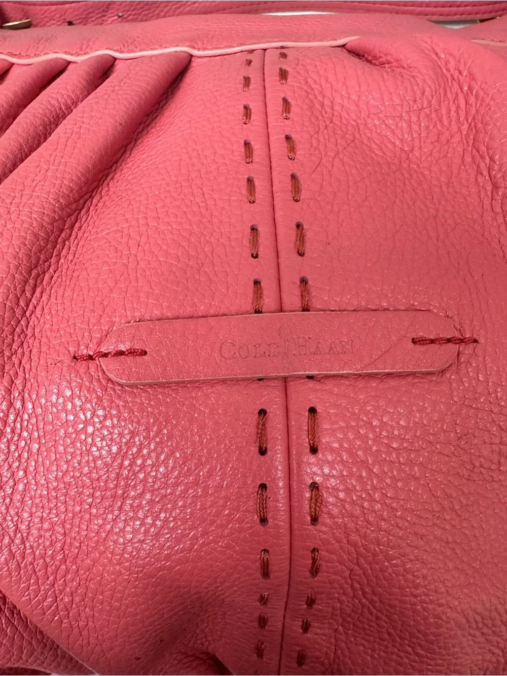 Cole Haan Coral Pink Pebbled Leather Hobo Bag